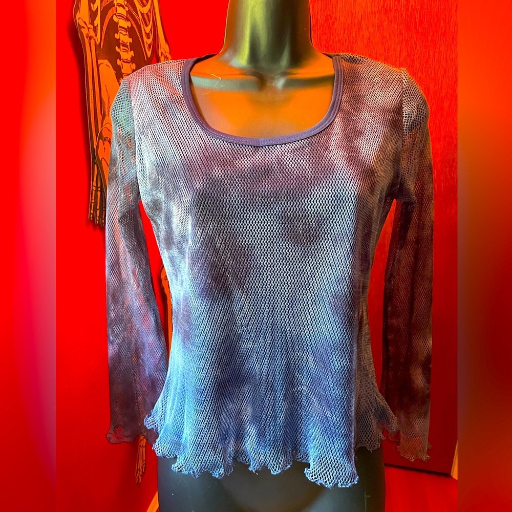 Vintage Blue Mesh Babydoll Top